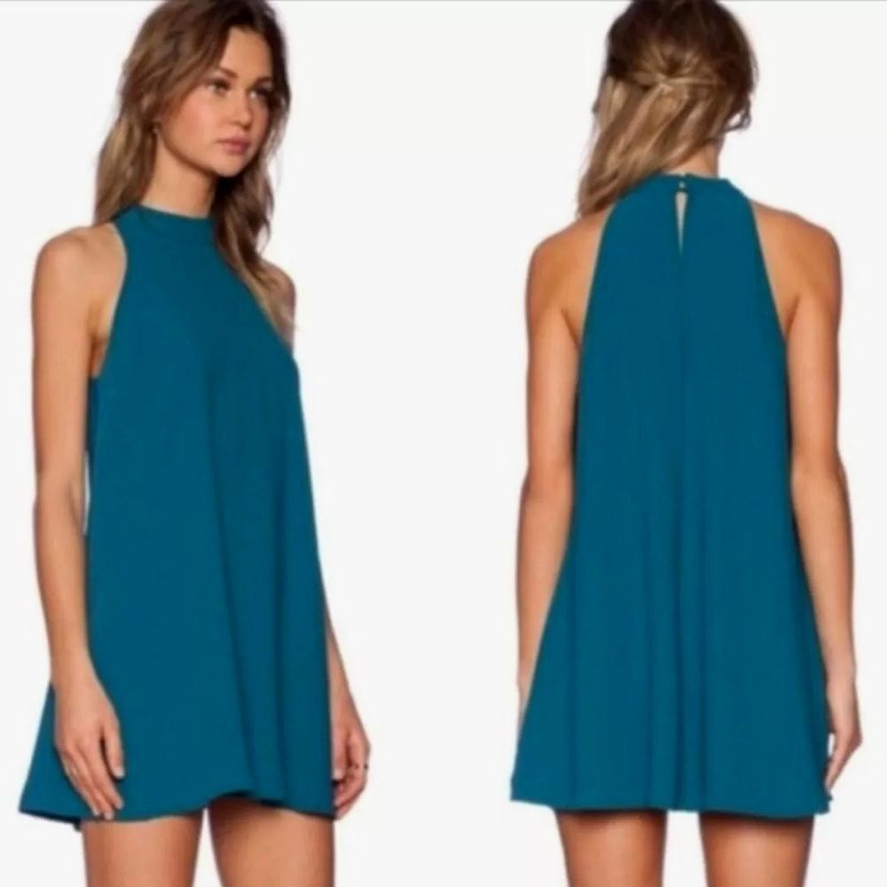 Lovers & Friends Revolve High Neck Mini Swing Dress Womens Small Mod Retro Party - Picture 2 of 10